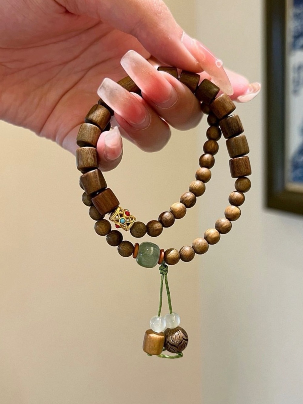 Beaded Bracelet Set Wood Buddhist Style Gift Box